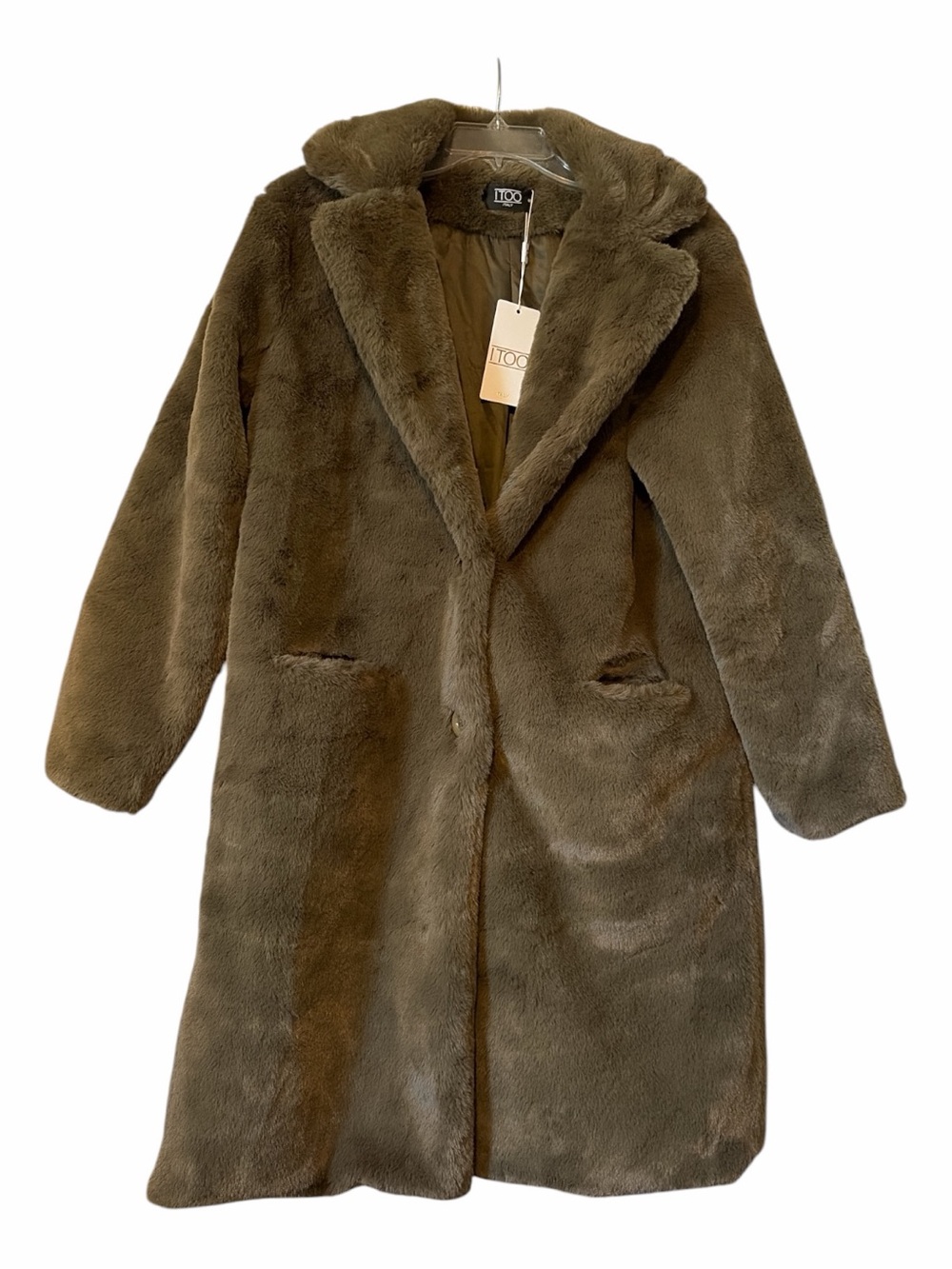 Italy SILKY SOFT army green faux fur coat
